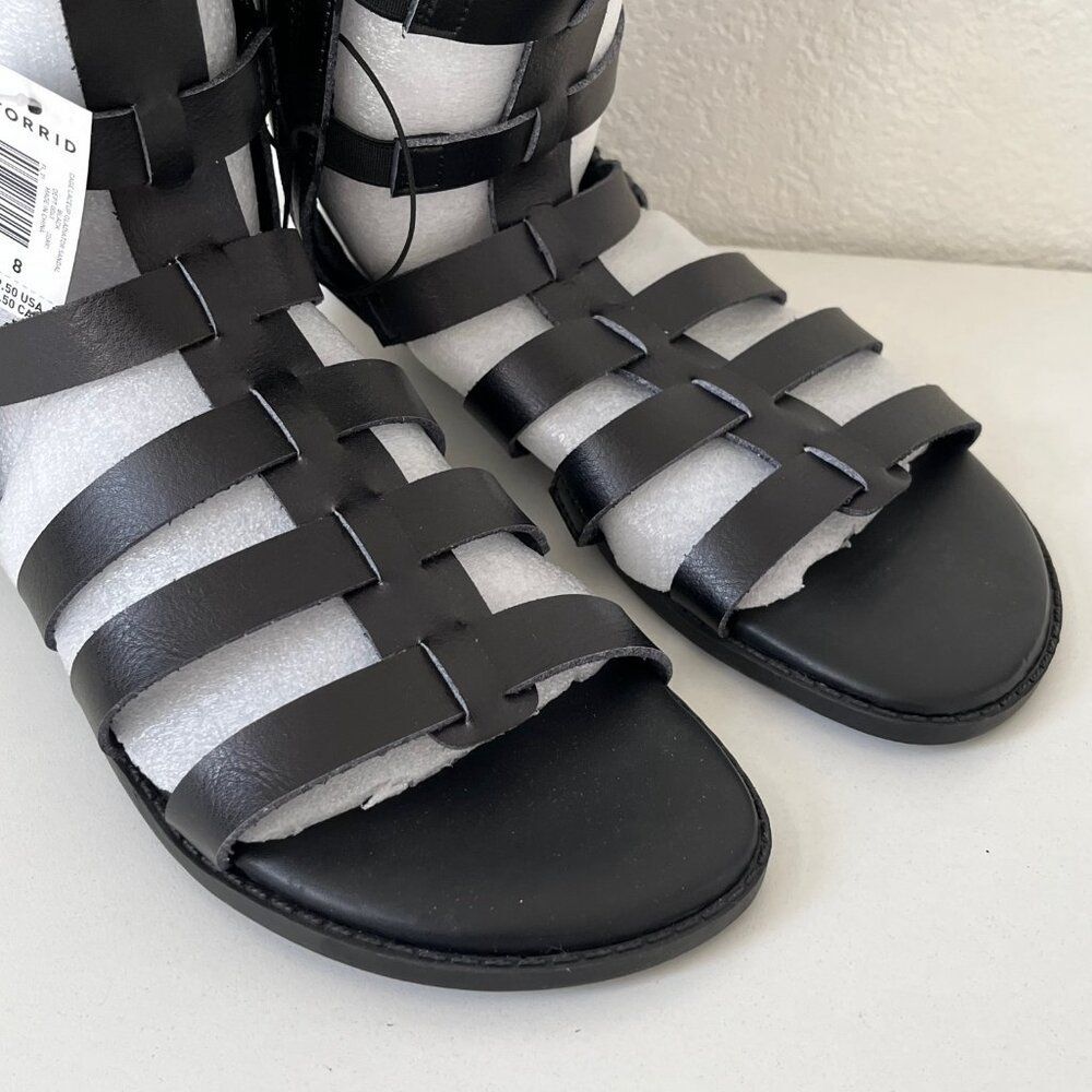 New Torrid Black Cage Laceup Gladiator Sandal - Size 8WW - Picture 2 of 9
